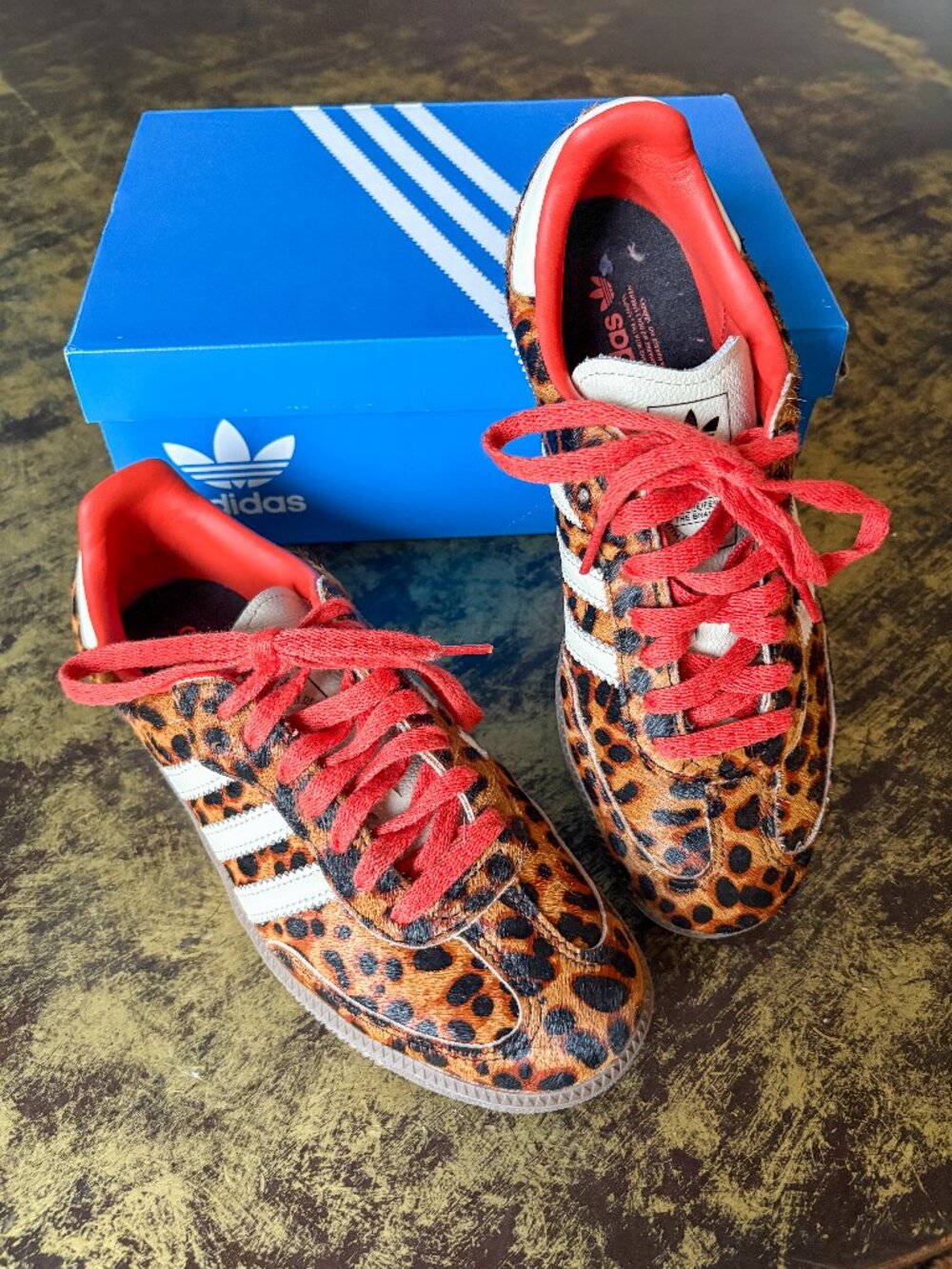 Adidas Samba "OG Preloved Red" Leopard Orange & Cream (fits like a 7.5)